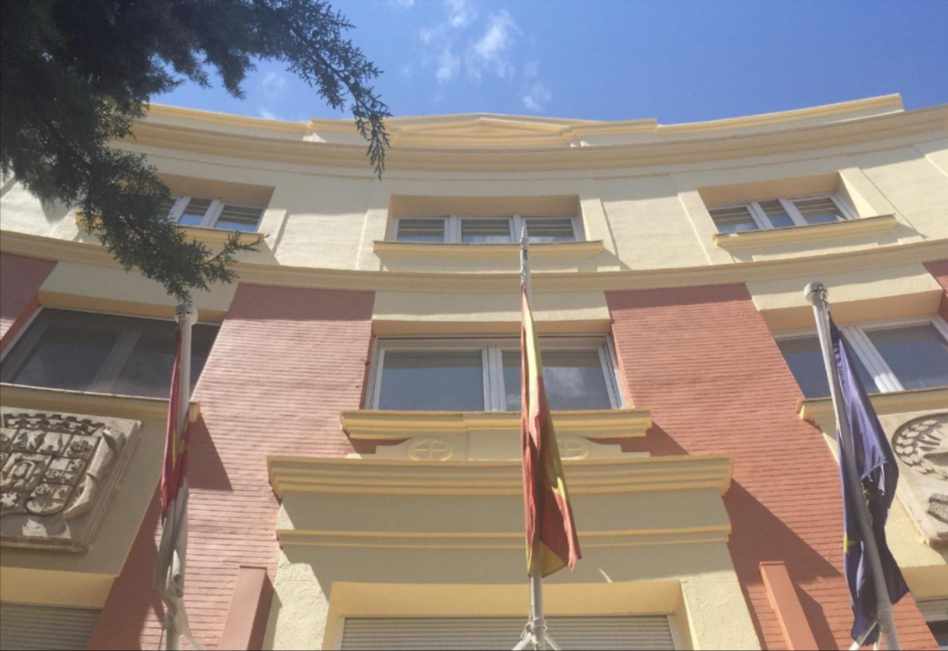 Masks hanging on a clothes line.