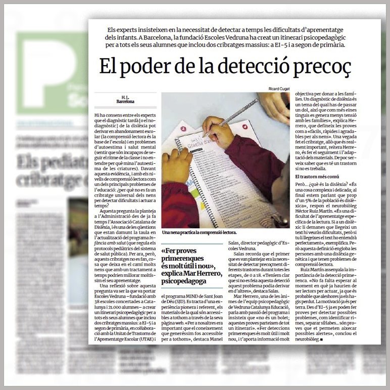 Reportatge sobre la dislèxia a El Periódico