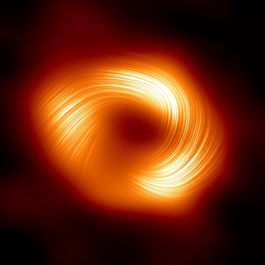 Revelados intensos campos magnéticos espirales en el borde del agujero negro del centro de nuestra galaxia