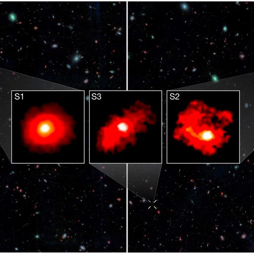 Revelan tres «monstruos rojos» y una inesperada abundancia de galaxias masivas primitivas ocultas entre polvo interestelar